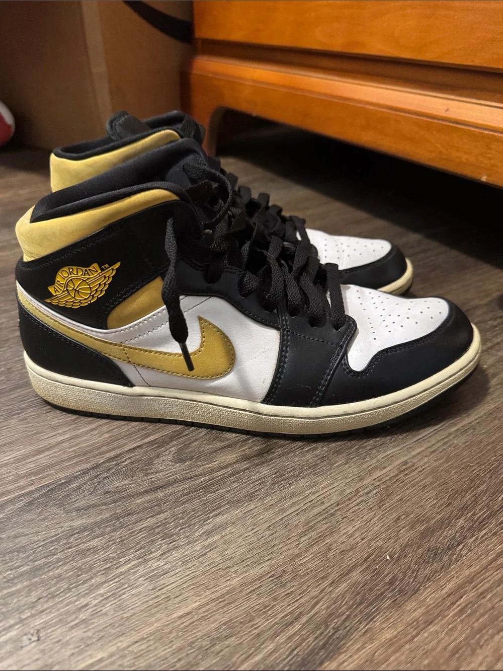 Jordan Black, White & Yellow High-Top Sneakers
